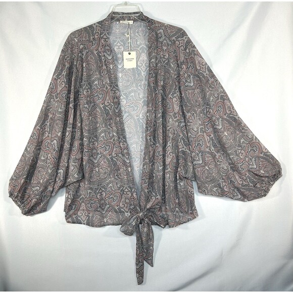 And The Why Kimono Size 2X Paisley Open Front Long Sleeve Sheer - Picture 1 of 8